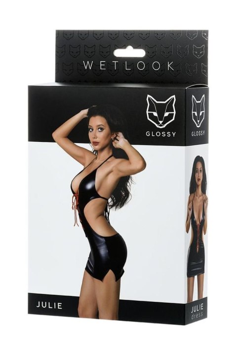 Glossy - Wetlook sukienka JULIE - black M Glossy - Wetlook sukienka JULIE - black M
