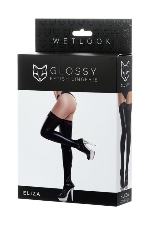 Glossy - Wetlook pończochy ELIZA - black M Glossy - Wetlook pończochy ELIZA - black M