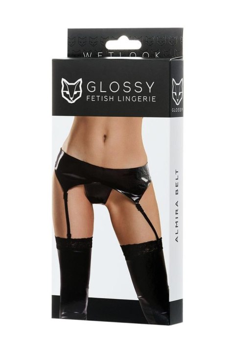 Glossy - Wetlook pas do pończoch ALMIRA - black S