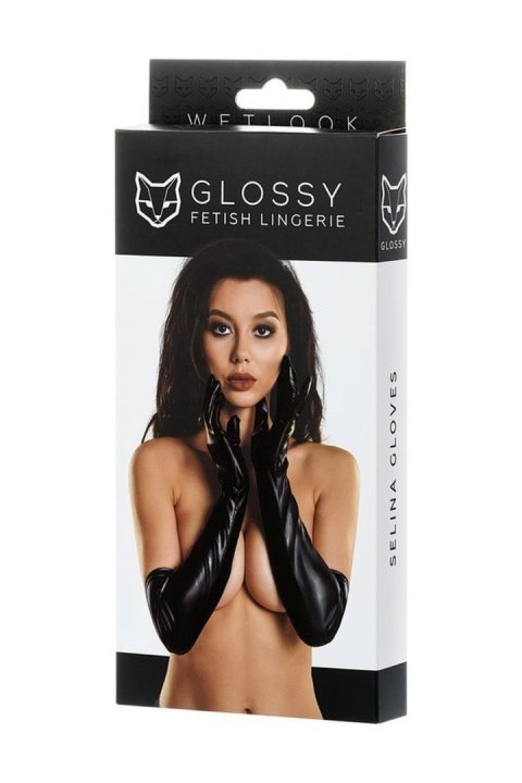 Glossy - Wetlook rękawiczki SELINA - black L