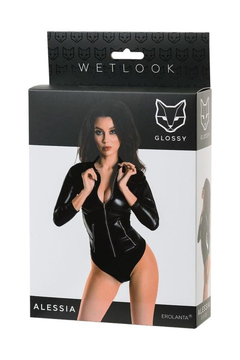 Glossy - Wetlook body ALESSIA - black S