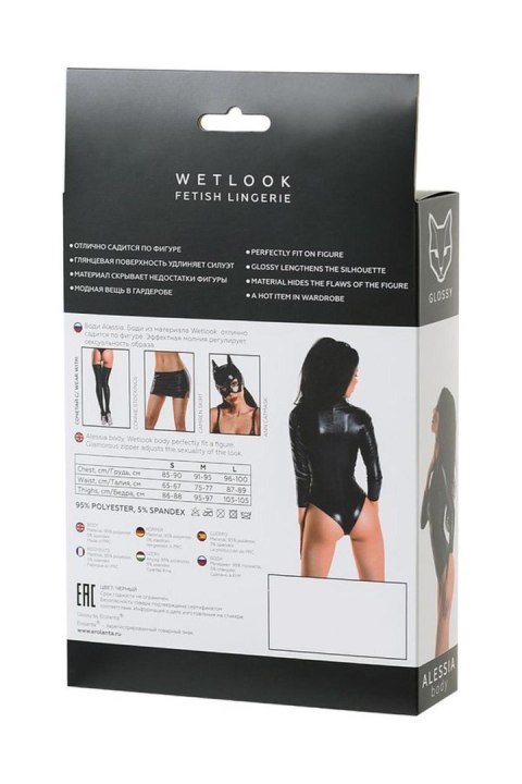 Glossy - Wetlook body ALESSIA - black S