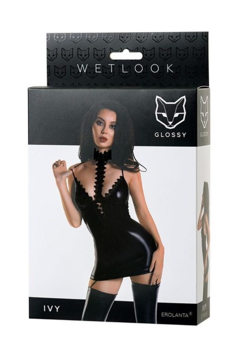 Glossy - Wetlook sukienka IVY - black M Glossy - Wetlook sukienka IVY - black M