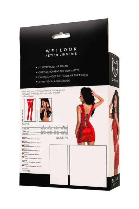 Glossy - Wetlook sukienka Bessie dress - red M Glossy - Wetlook sukienka Bessie dress - red M