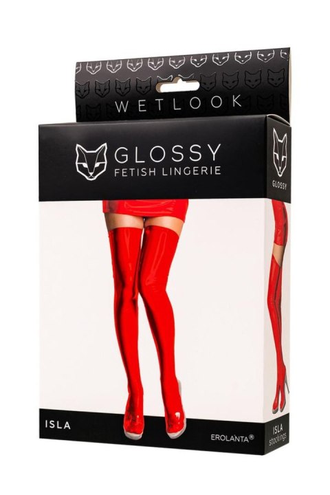 Glossy - Wetlook pończochy Isla - red S Glossy - Wetlook pończochy Isla - red S