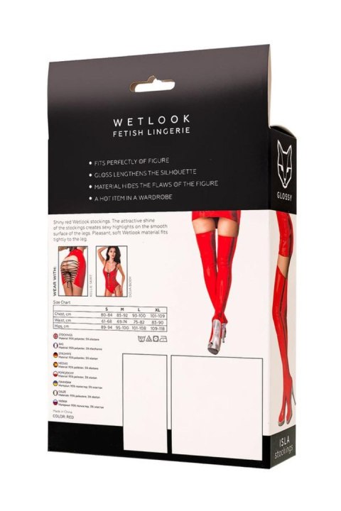 Glossy - Wetlook pończochy Isla - red S Glossy - Wetlook pończochy Isla - red S
