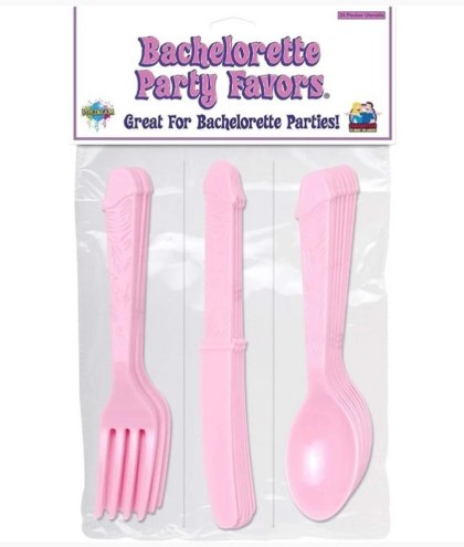 Zestaw zabawnych sztućcy - B.P. Pecker Party Utensils - Pink