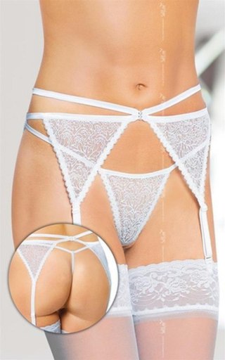 Softline - Pas do pończoch - Garterbelt 3318 - white M/L