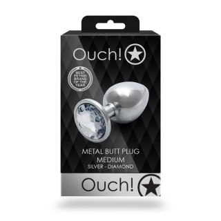 Korek analny z kryształkiem - Round Gem Butt Plug - Medium - WYPRZEDAŻ