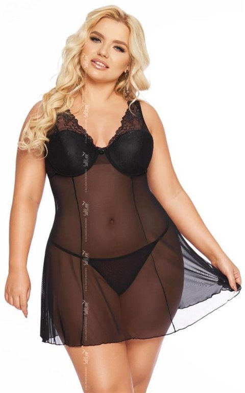 Softline - Babydoll - Berta - black 3XL