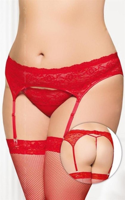 Softline - Pas do pończoch - Garterbelt 3305 - Plus Size - red 2XL