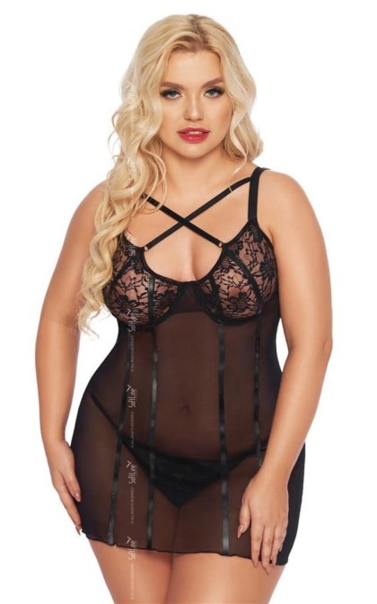 Softline - Babydoll - Cornelia - black 3XL