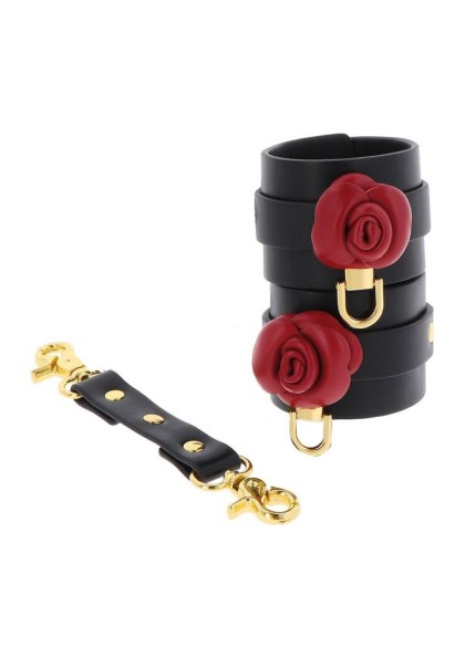 Kajdanki na kostki - Róża - Wild Roses Ankle Cuffs Black